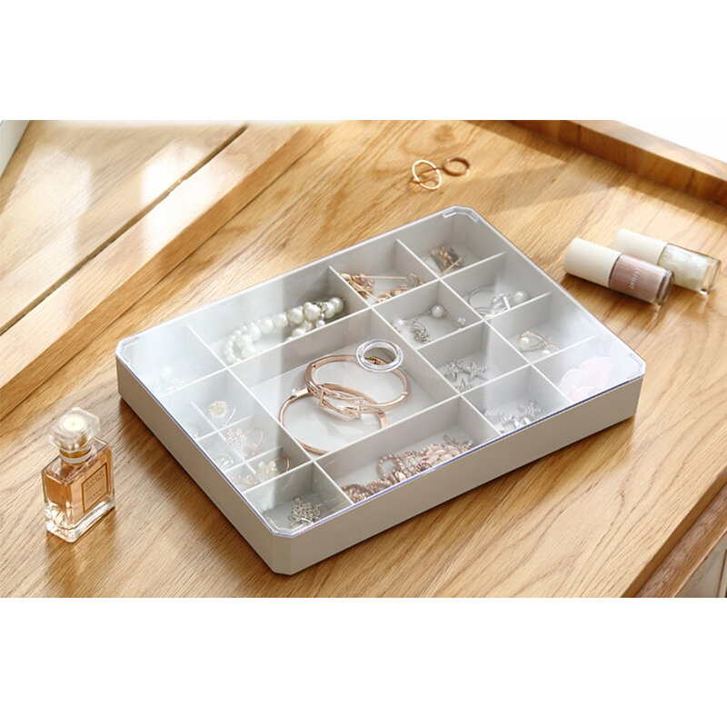 Fashion Multi-cell Jewelry Box Smart Ring Storage Box Plastic Earrings Ring Box - Pink