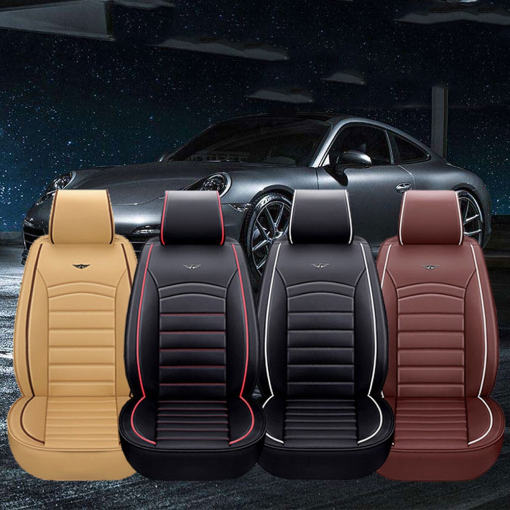 Luxury PU Leather Full Surround Car Seat Cover Cushion Pet Pad Mat Protector SUV - Black willow