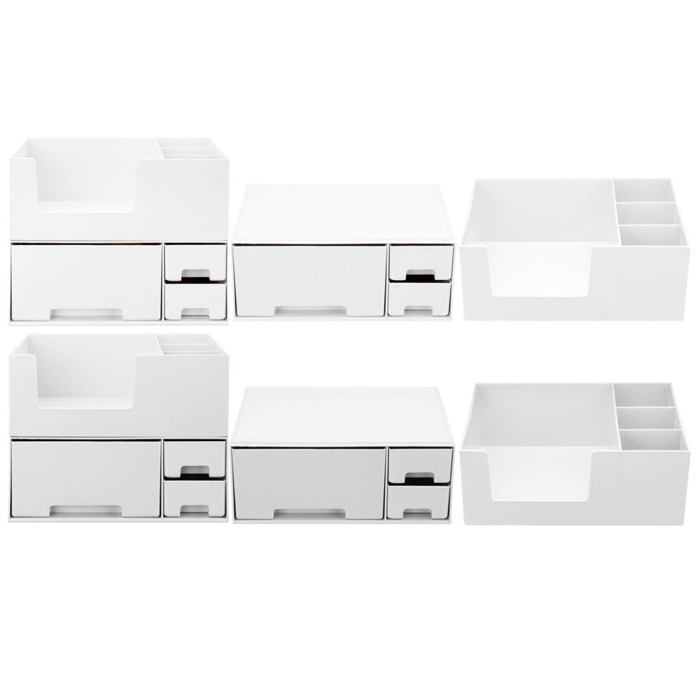 Single/Double Top/Bottom/Tiers Desktop Plastic Organizer Makeup Cosmetic Storage Box - #3 - Image 2