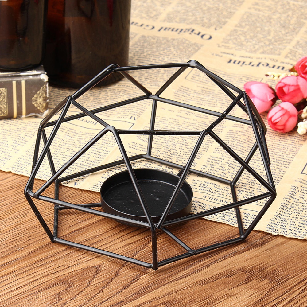 Metal Wire Candlestick Tea Light Candle Holder Tabletop Decor Industrial Lantern - S - Image 2