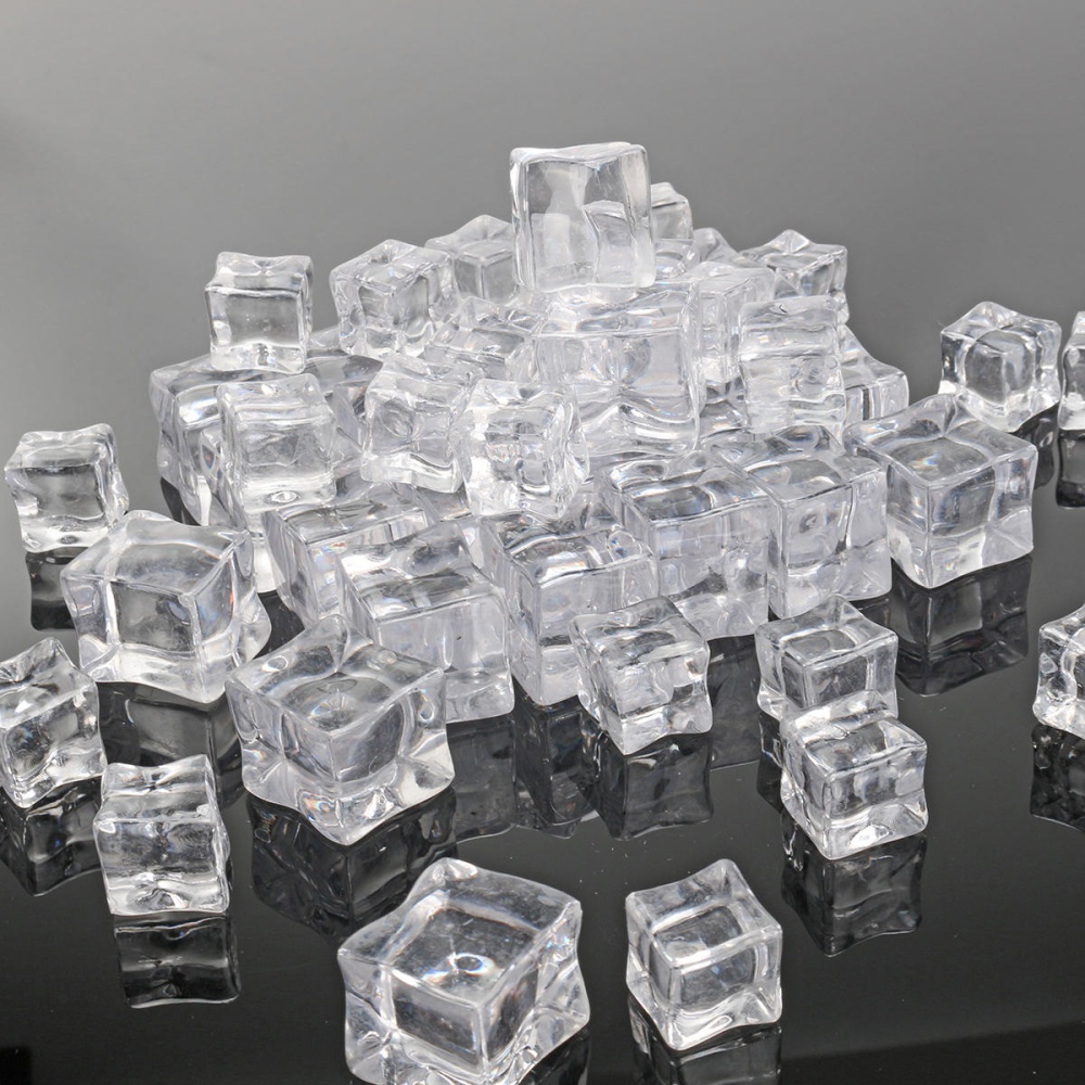 50Pcs Crystal Clear Artificial Acrylic Ice Cube Square Decor Photo Photography Props Decorations - Image 2