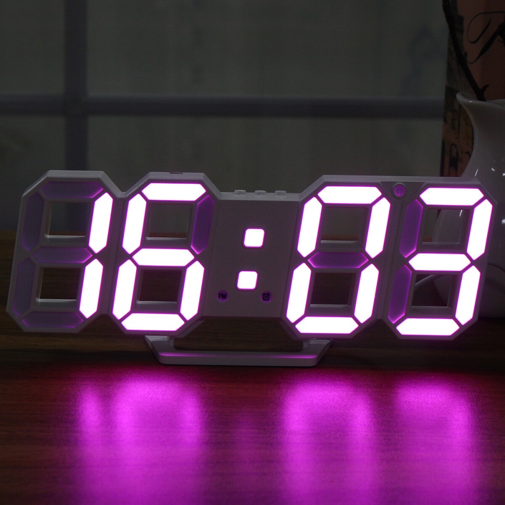 Large Modern Digital Led Skeleton Wall Clock Timer 24/12 Hour Display 3D Gife - Yellow - Image 2