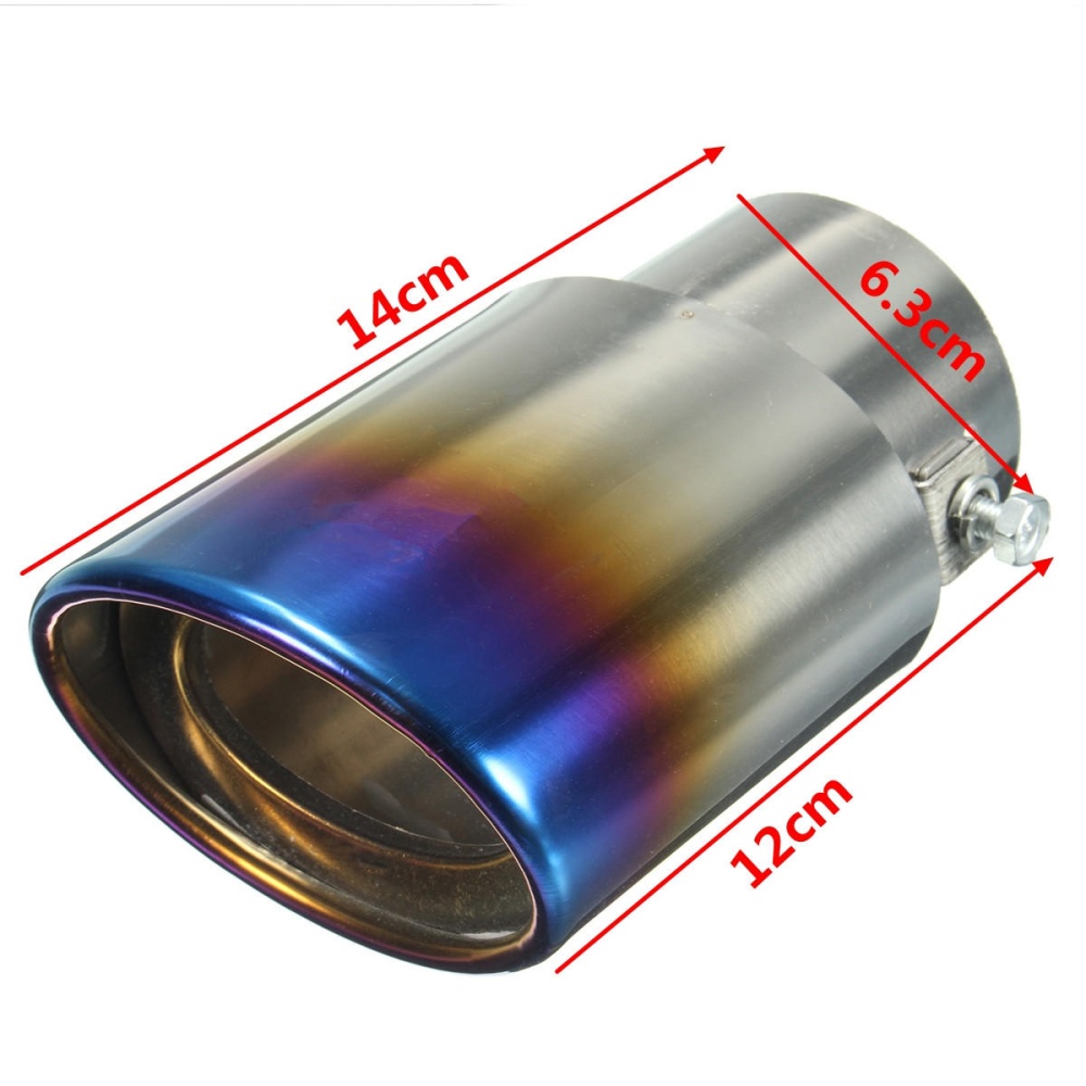 2.5" Grilled Blue Chrome Stainless Steel Exhaust Muffler Tip Pipe Universal - Image 2