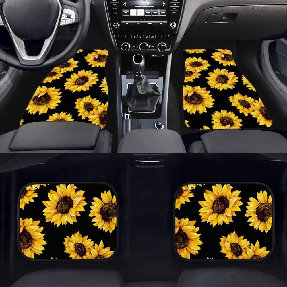 Universal Sunflowers Printed Car Auto Floor Mats Floor Liner Front Rear Carpet - #1 - Image 2