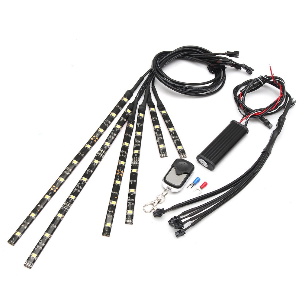 6x White 18LEDs Wireless Remote Car Motorcycle Frame Lights Flexible Neon Strips - Image 2