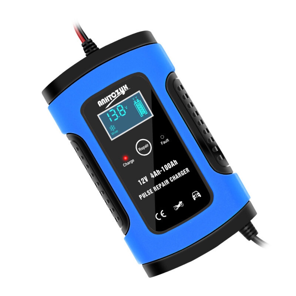 12V 6A Blue Pulse Repair LCD Battery Charger For Car Motorcycle Lead Acid Battery Agm Gel Wet - EU Plug - Image 2