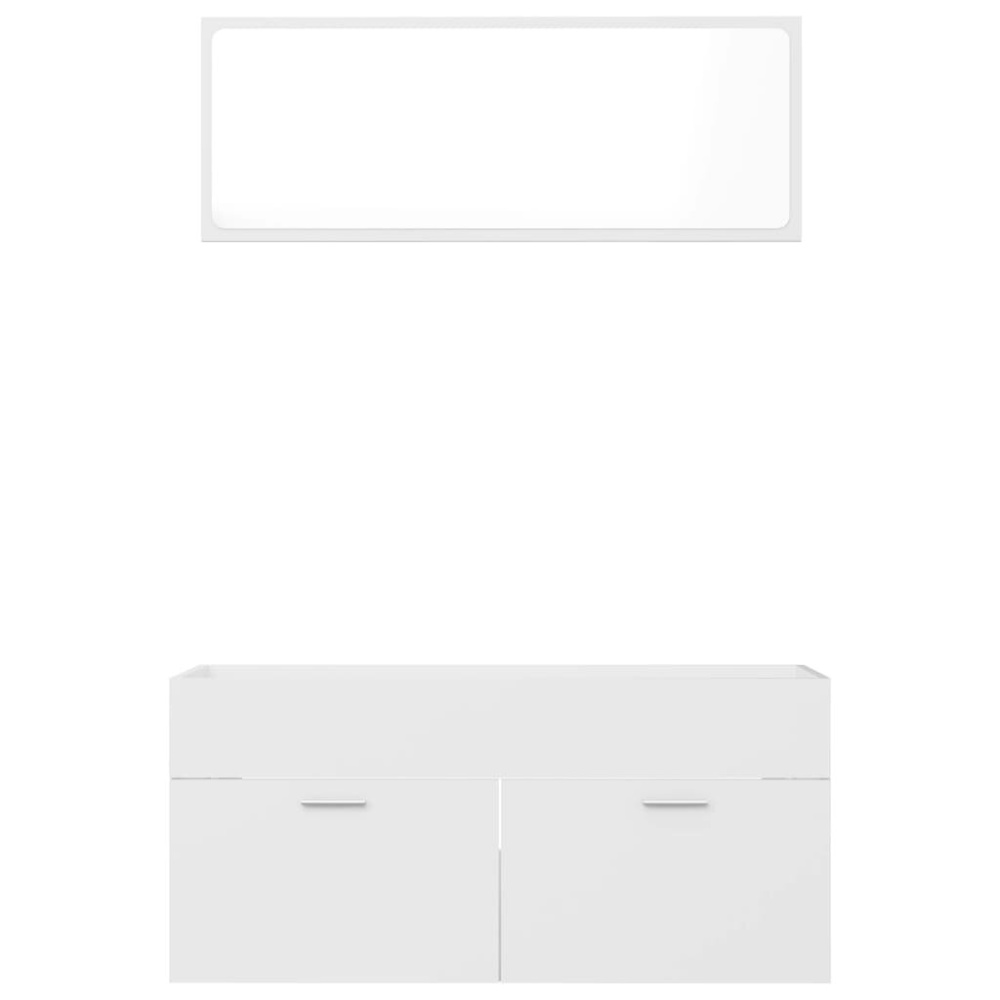 2 Piece Bathroom Furniture Set White Chipboard - Image 2