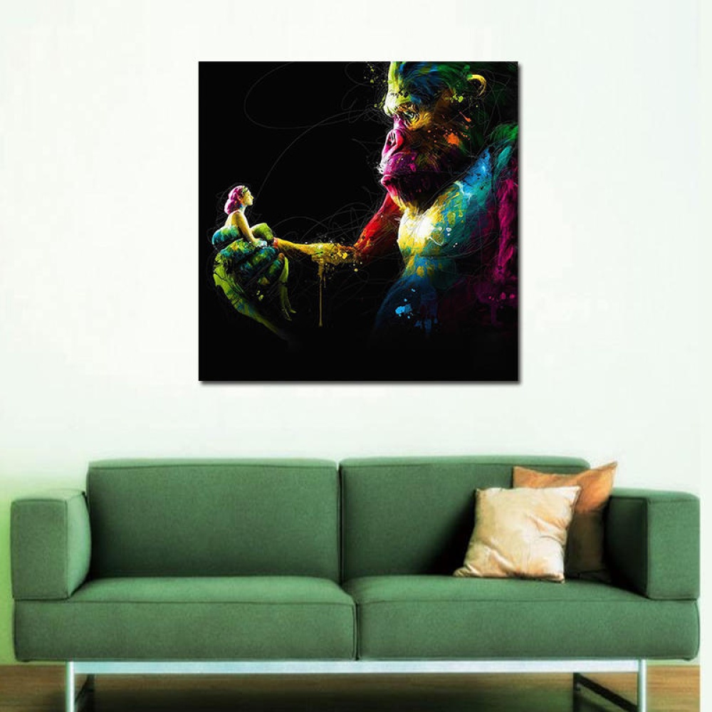 Miico Hand Painted Oil Paintings Abstract Colorful Gorilla Wall Art For Home Decoration Paintings - Image 2