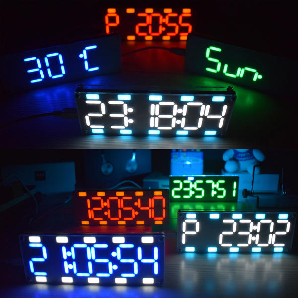 Geekcreit® DIY 6 Digit LED Large Screen Two-Color Digital Tube Desktop Clock Kit Touch Control - Red - Image 2