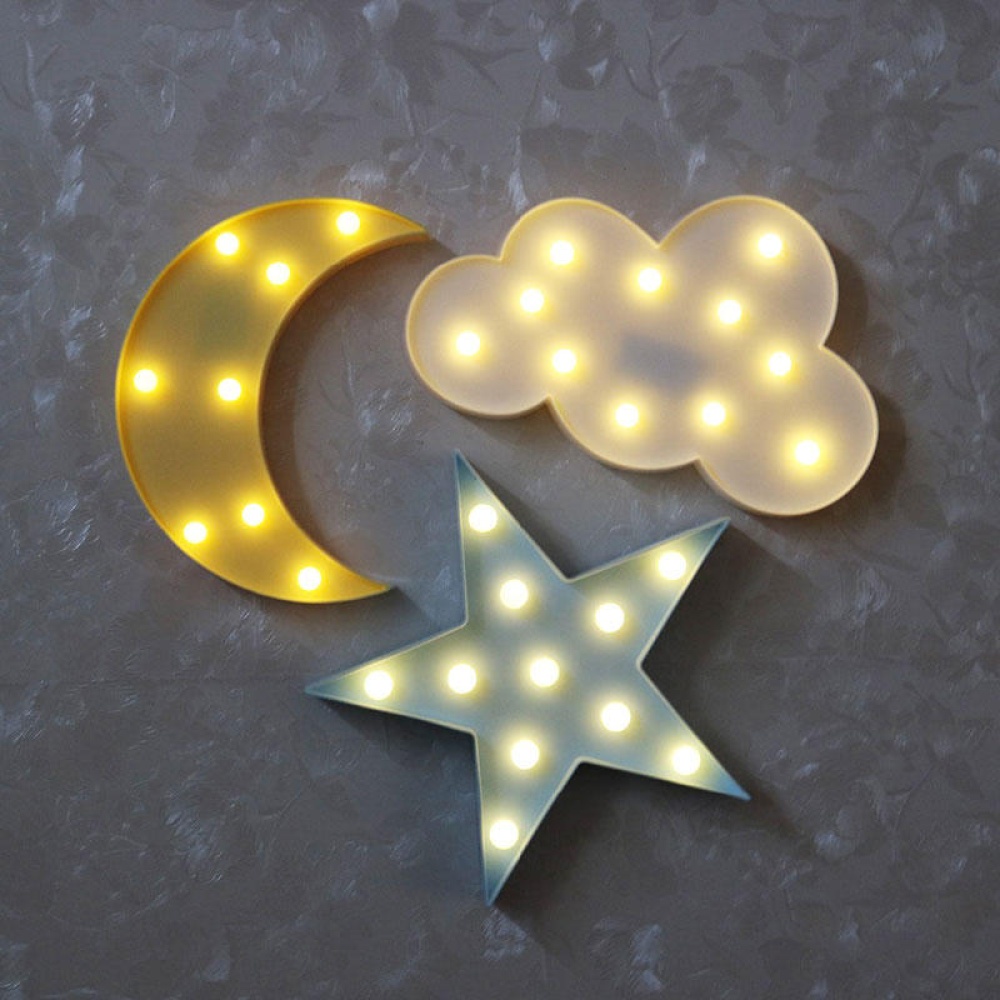 Vvcare BC-NL02 Led Night Light for Kids Moon Star Cloud Bedroom Bedside Lamp Room Party Decorations - White 2 - Image 2