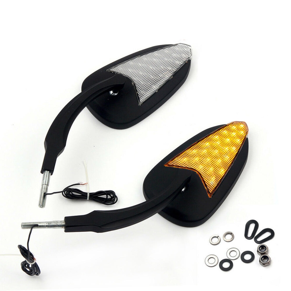 Motorcycle 24LED Turn Signal Indicator Rear View Mirrors - Black - Image 2