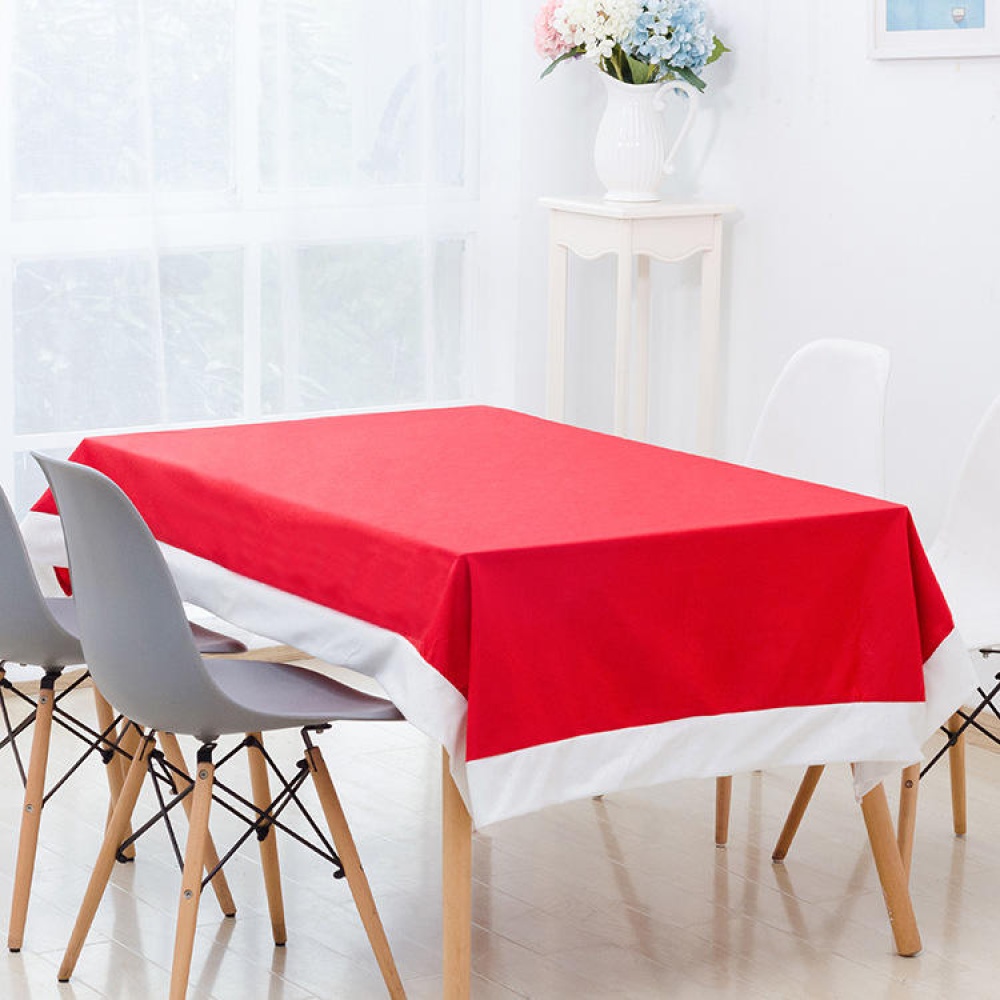 130x180cm Red Chirstmas Non-woven Fabric Table Cloth  Home Party Decor - Image 2