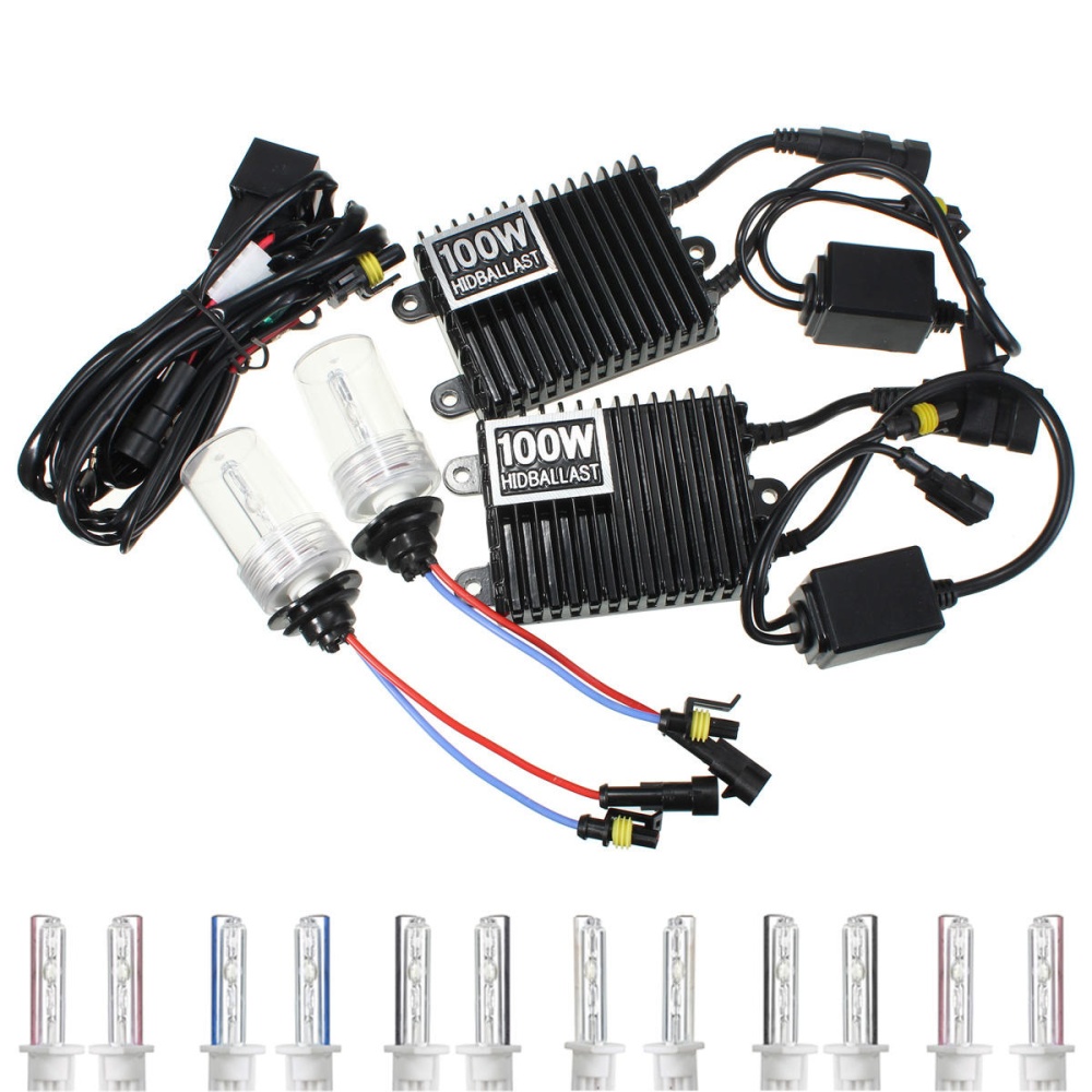 2Pcs 100W H1 Car Xenon Headlights Bulbs HID Lamp Kit with Ballast 4300K-12000K DC 12V - 10000K - Image 2