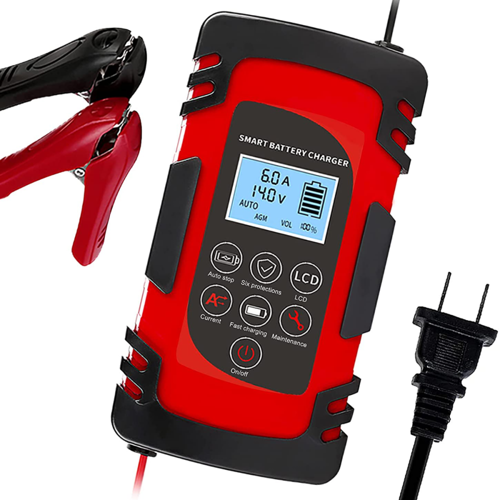 DEMUDA 12V/24V 8A/6A/4A Portable Car Battery Charger Automotive Smart Batteries Maintainer Trickle Charger for Motorcycle Lawn Mower Boat RV SUV Mari