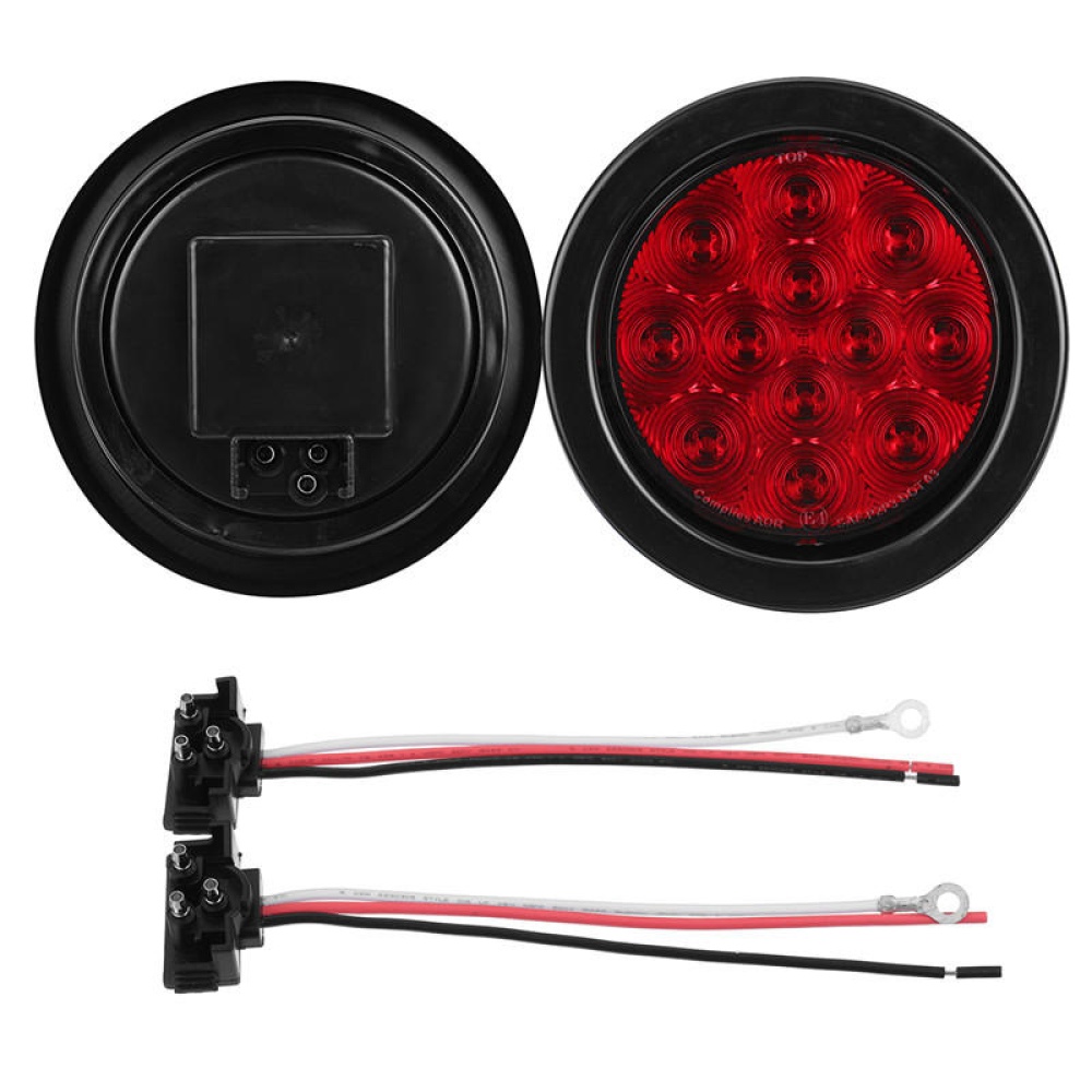 13.5cm 4W LED Round Tail Lights Turn Stop Brake Side Lamp for Truck Trailer ATV Red/ Amber/ White - White - Image 2