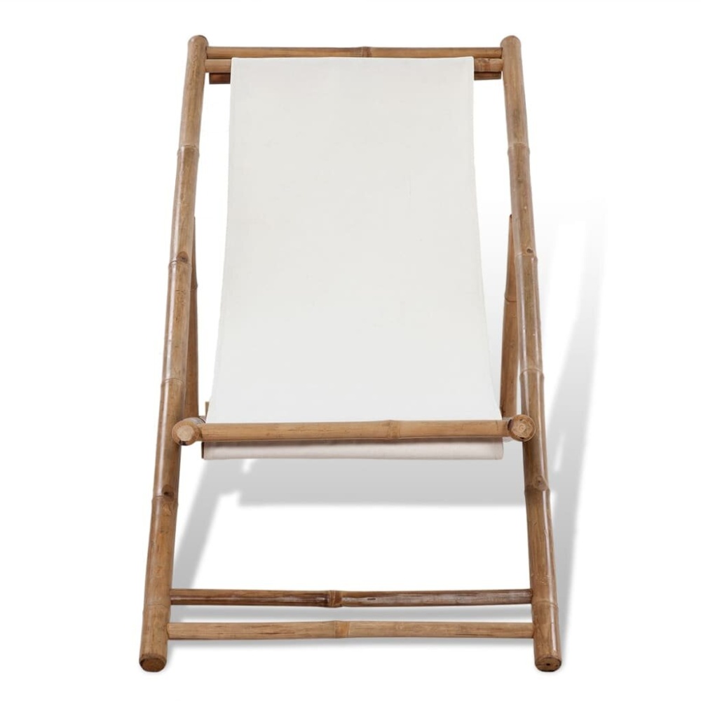 Outdoor Deck Chair Bamboo and Canvas - Image 2