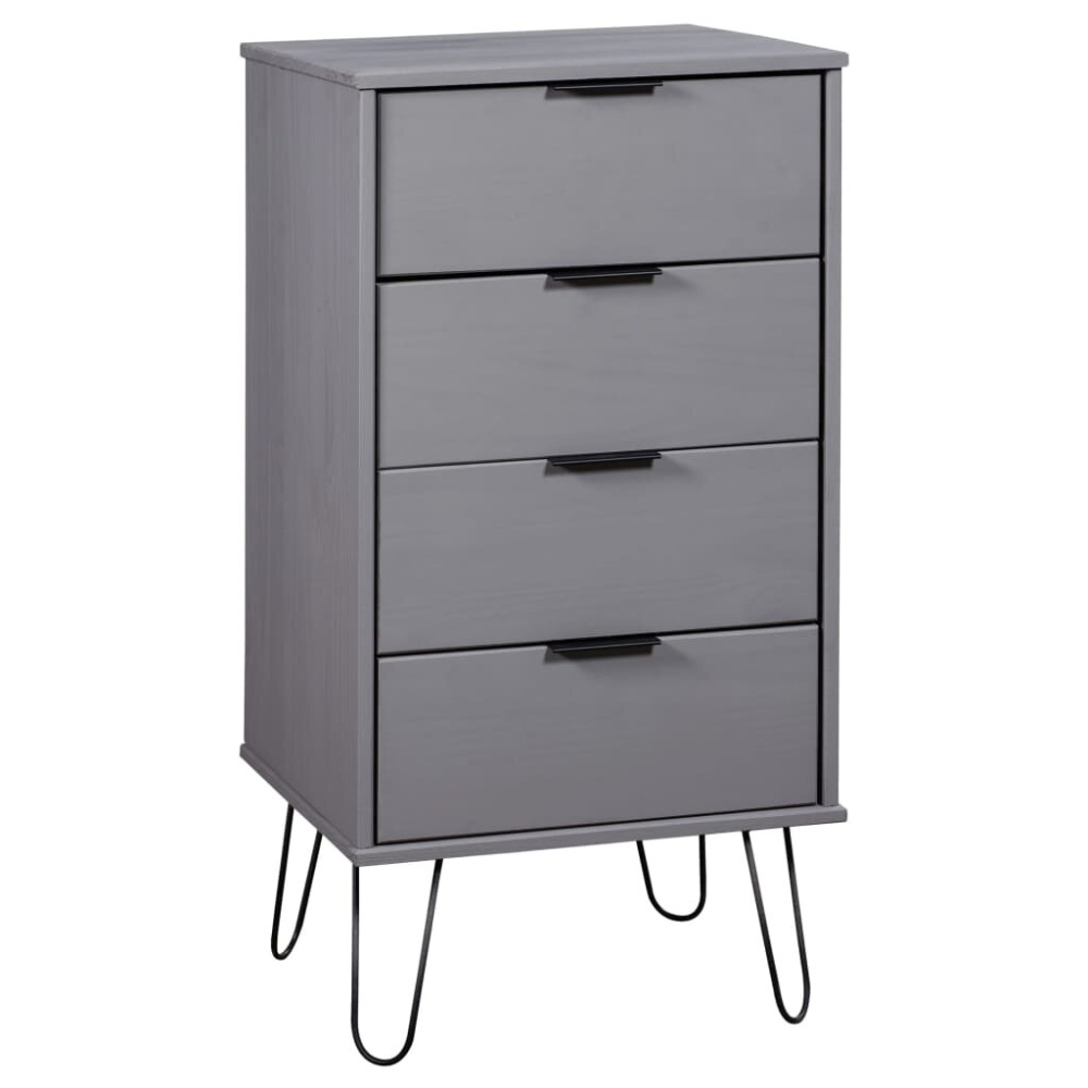 Drawer Cabinet Gray 17.7"x15.6x35.6" Solid Pine Wood - Image 2