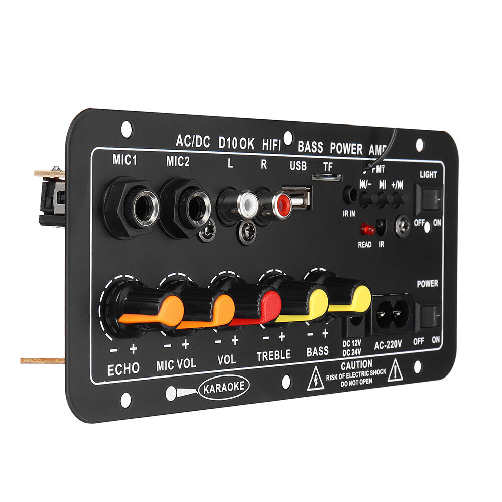 AC 220V 12V 24V Digital bluetooth Stereo Amplifier Board Subwoofer Dual Microphone Karaoke Amplifiers for 8-12 Inch Speaker - EU PLUG - Image 2