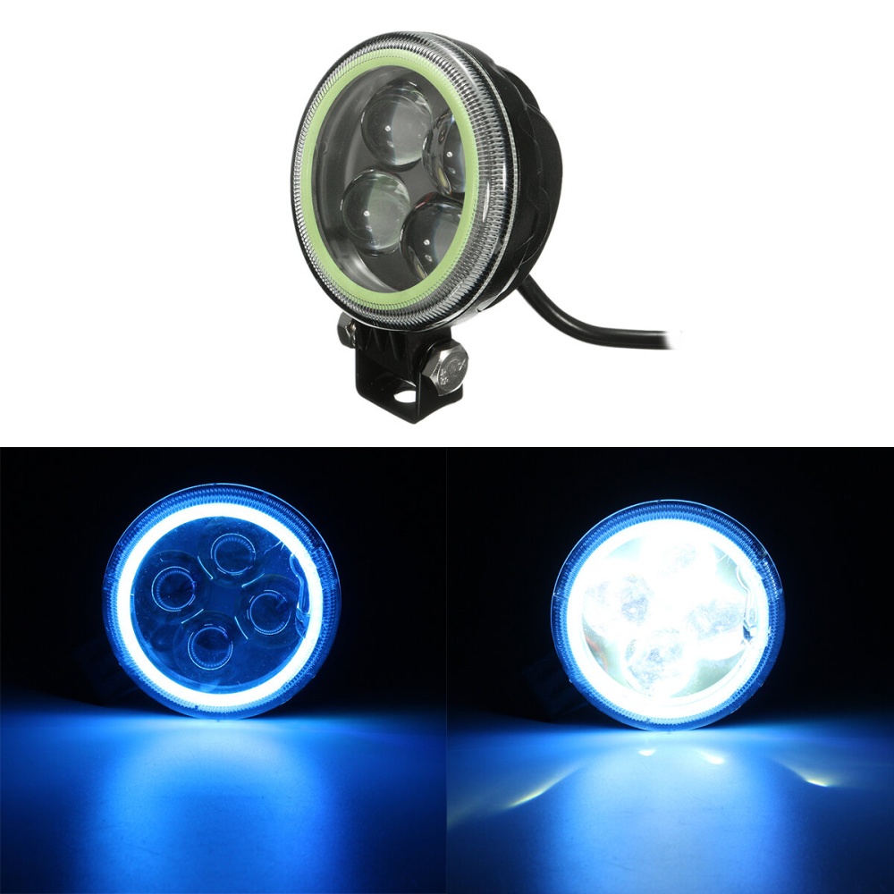 9V-30V 12V Round LED Hi/Lo Beam Work Light With RGB Angel Halo Spot Headlight - Red - Image 2