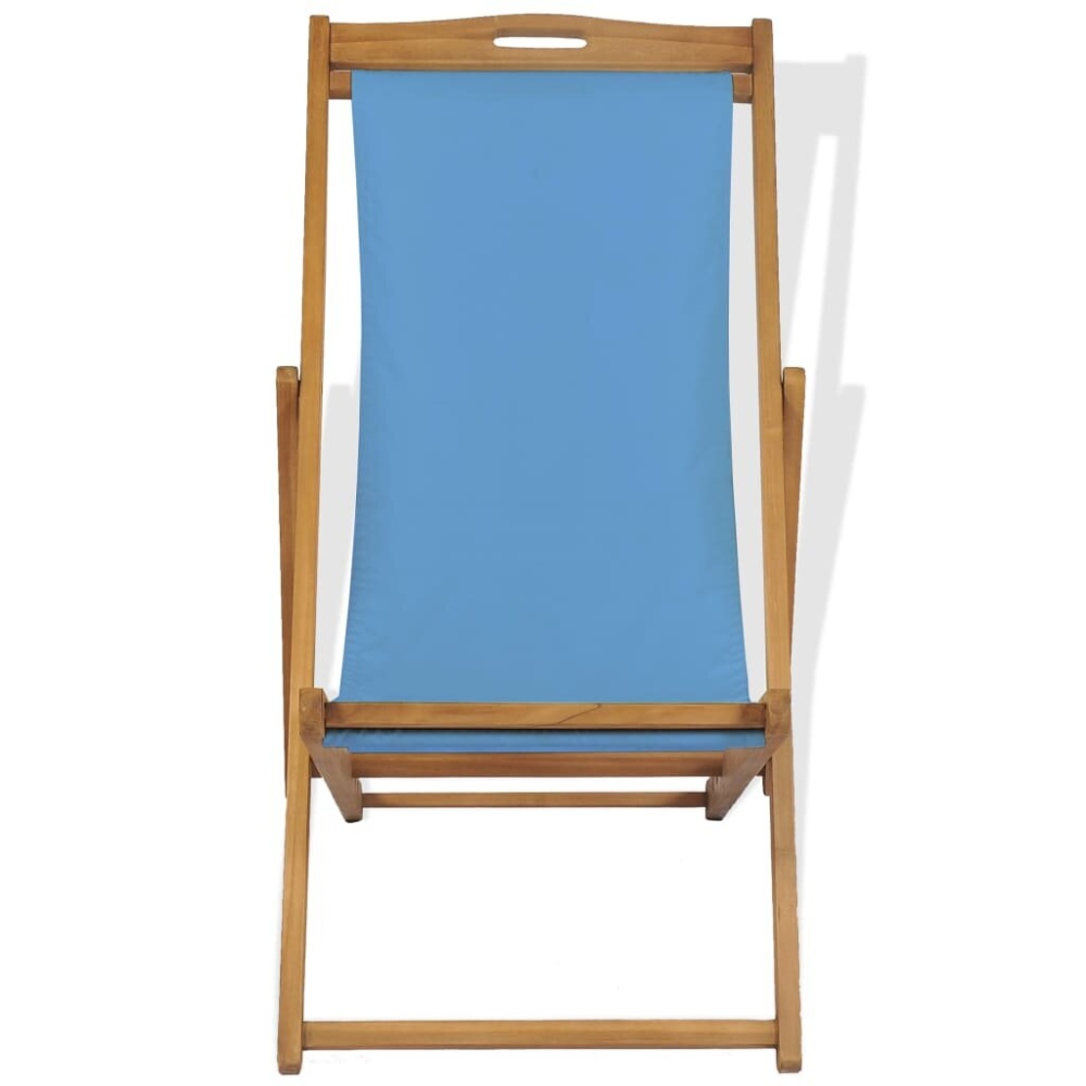 Deck Chair Teak 22.1"x41.3"x37.8" Blue - Image 2