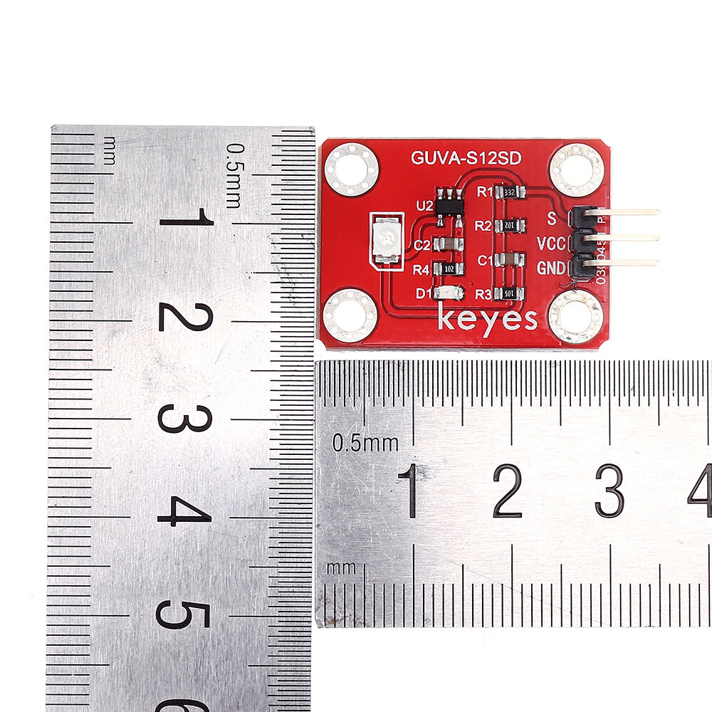 Keyes Brick GUVA-S12SD 3528 Ultraviolet Sensor(Pad hole) with Pin Header Module Analog Signal 240-370nm - Image 2