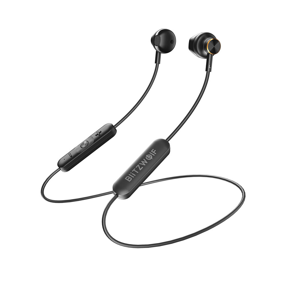 BlitzWolf® BW-BTS5 Wireless Earbuds bluetooth 5.0 Earphone HiFi Stereo AAC Magnetic Half In-ear Sports Neckband Headset Headphone with Mic - Black