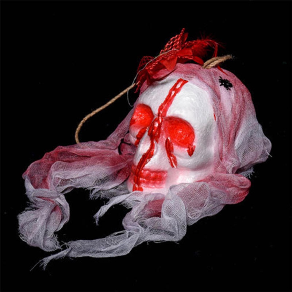 Decorations Horror Props Horrible Skeleton Bleeding Skull Scary Spooky Hanging Props Party Decor Supplies - Red - Image 2