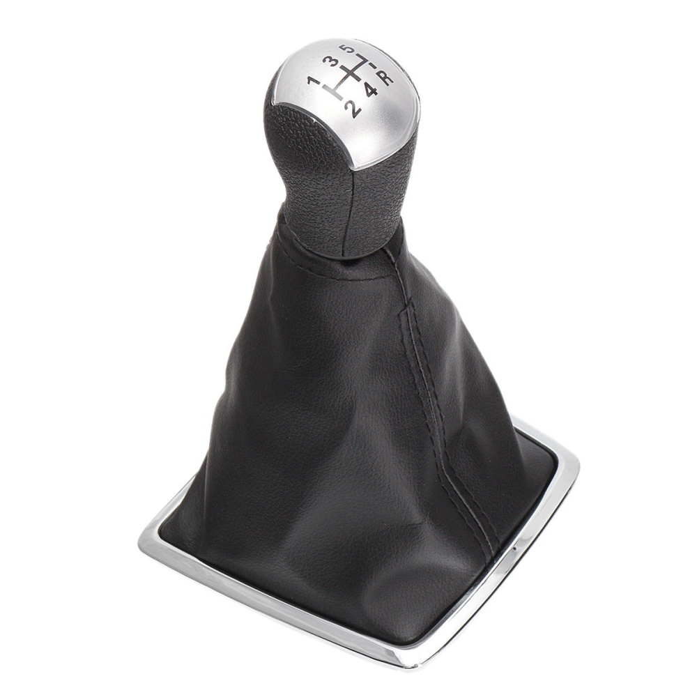 5 Speed Gear Shift Knob Stick Lever Gear Shift Cover For Ford Focus MK II 05-08 - Silver - Image 2