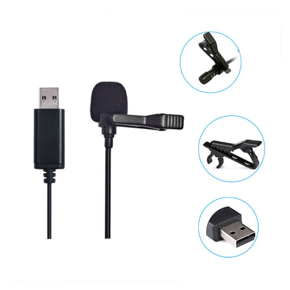 Elebest USB2.0 Lavalier USB Microphone Omnidirectional Pointing Condenser Microphone for Computer Game Anchor Live K Song Conference - Image 2