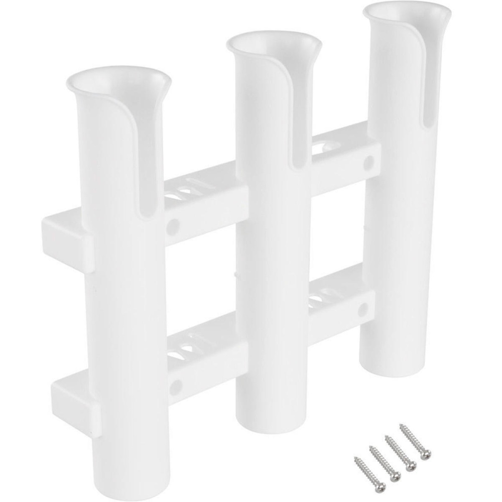 Fishing Rod Holder Rack 3 Tubes Marine Boat Tool Plastic White/Black - White - Image 2