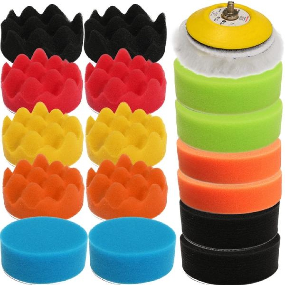 18Pcs Car Polisher Flat Sponge Buffing Polishing Pad Kit Set - Image 2