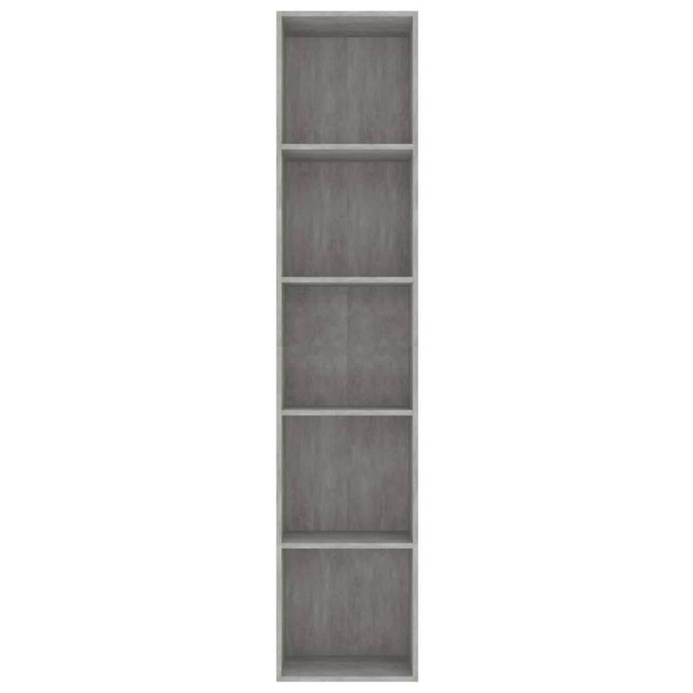 Book Cabinet Concrete Gray 15.7"x11.8"x74.4" Chipboard - Image 2