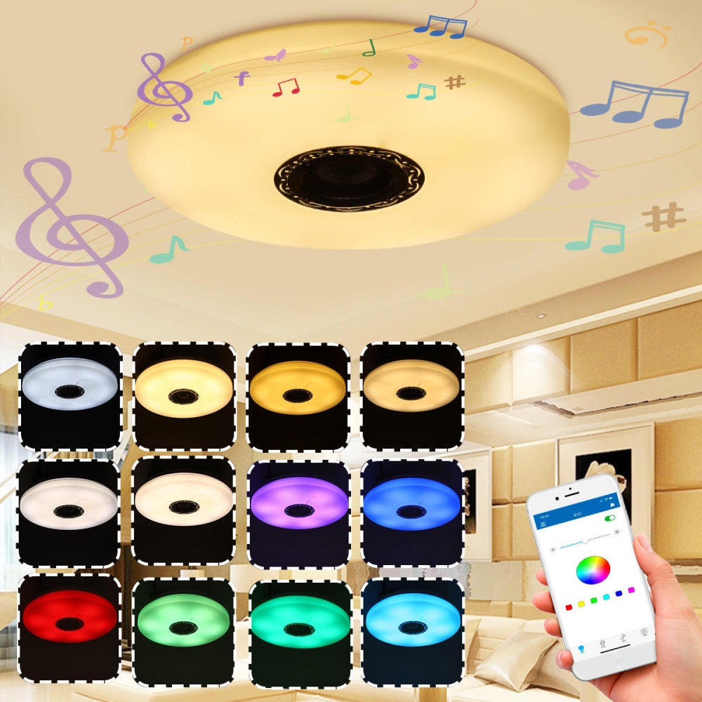 36W 60W Modern LED Music Ceiling Light bluetooth Speaker Multi Color Bedroom Lamp AC220V - 36W 220V APP Control - Image 2