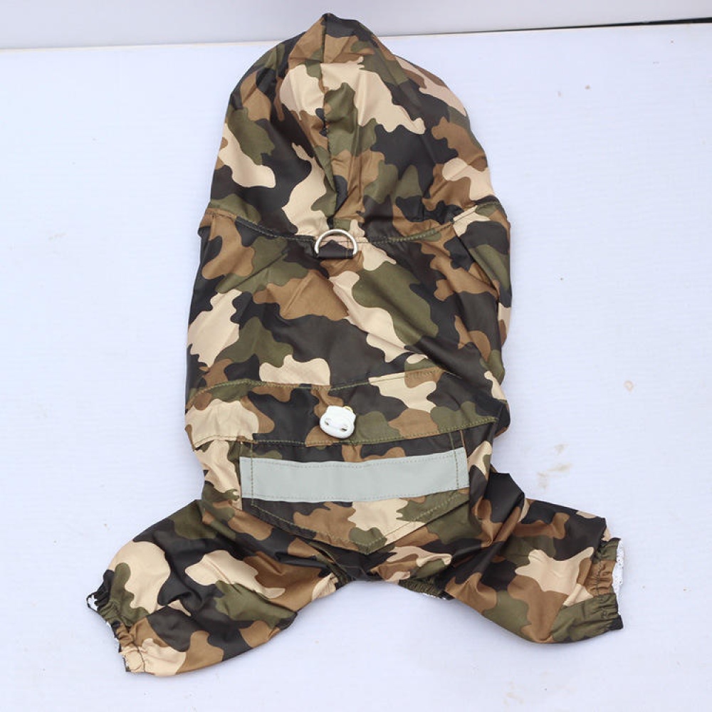 Pet Dog Outdoor Reflective Stripe RainCoat Waterproof Rain Coat Winter Prevent Wind Keep Warm Four Feet With Hat - S Camouflage - Image 2