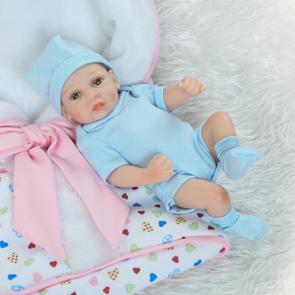 NPK 10 Inch 26cm Newborns Reborn Baby Soft Silicone Doll Handmade Lifelike Baby Girl Dolls Play House Toys Birthday Gift - Blue - Image 2