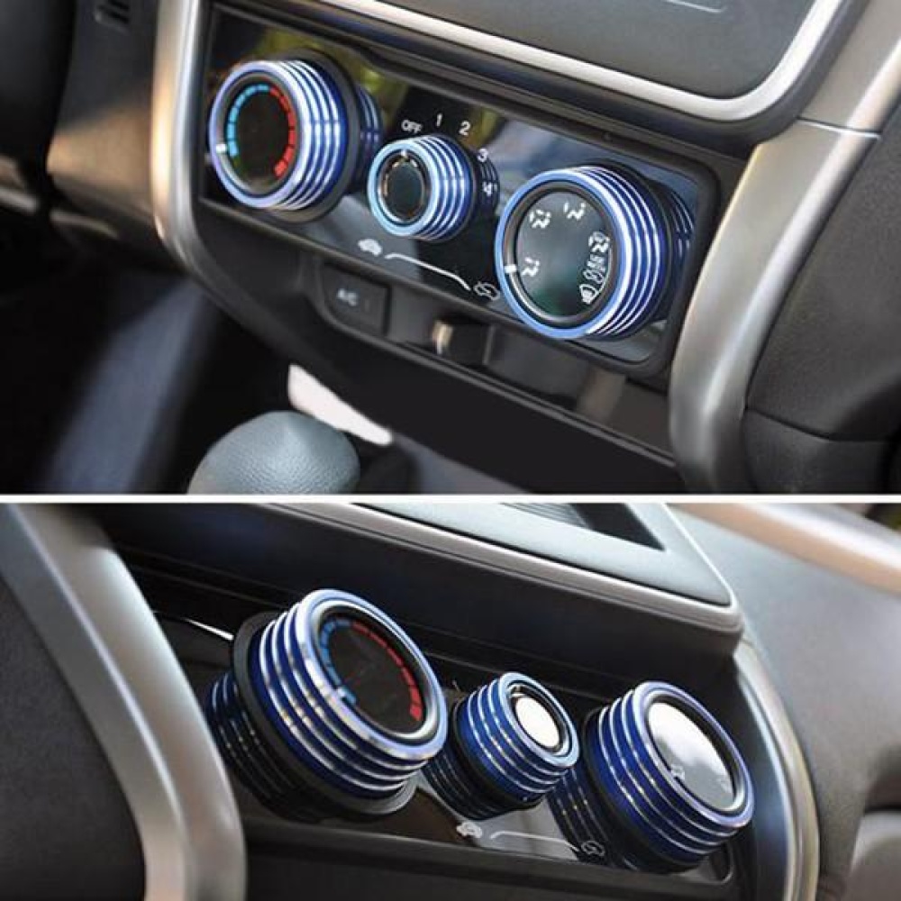 3pcs/Set Cars Alu Decoration Stereo Air Conditioning Knob Ring for Honda New City Vezel Fit XRV - Silver - Image 2