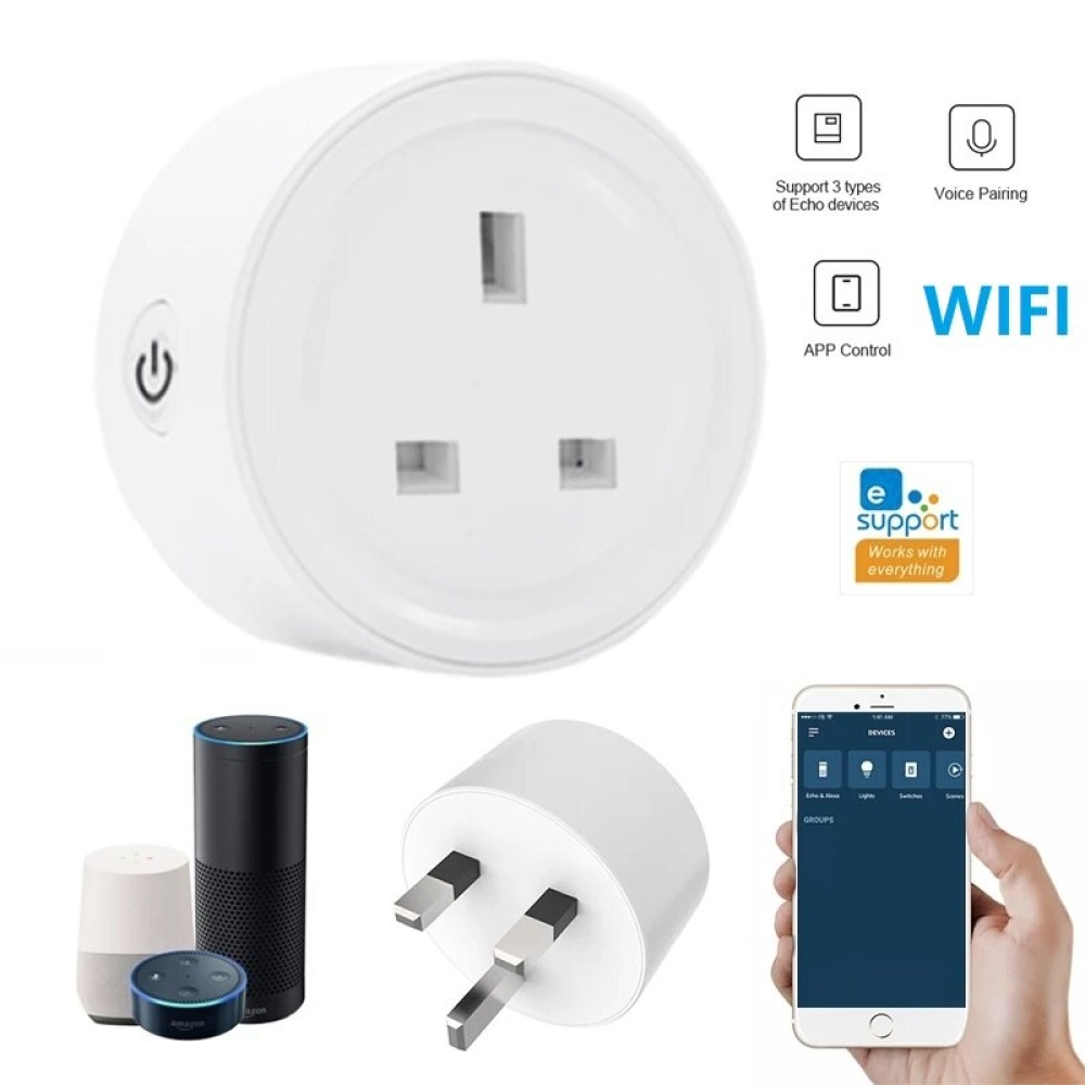 EWelink WIFI UK Plug Smart Socket Mini Switch Voice Control Plug Works with Alexa Google Home