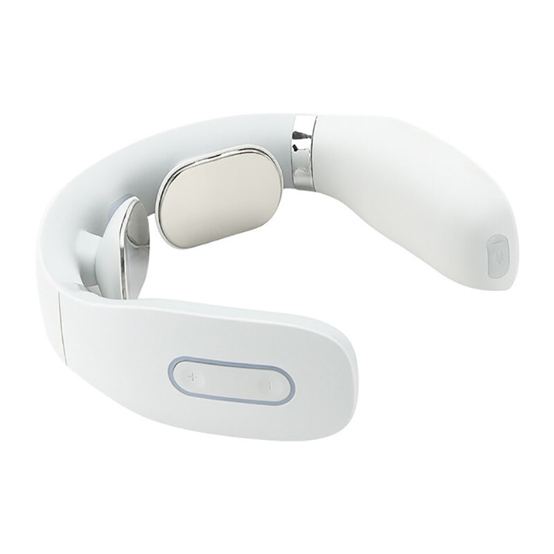 Bakeey Electric Cervical Traction Massage with Voice Broadcast Rechargeable Pulse Stimulator Analgesic Heating Neck Massager - White - Image 2