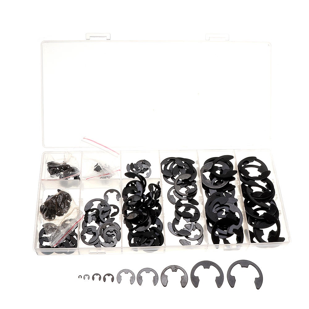 Suleve MXCE1 300Pcs Carbon E-Clip Black Oxide Finish Retaining Ring Circlip Tools Kit 1.5-22mm - Image 2