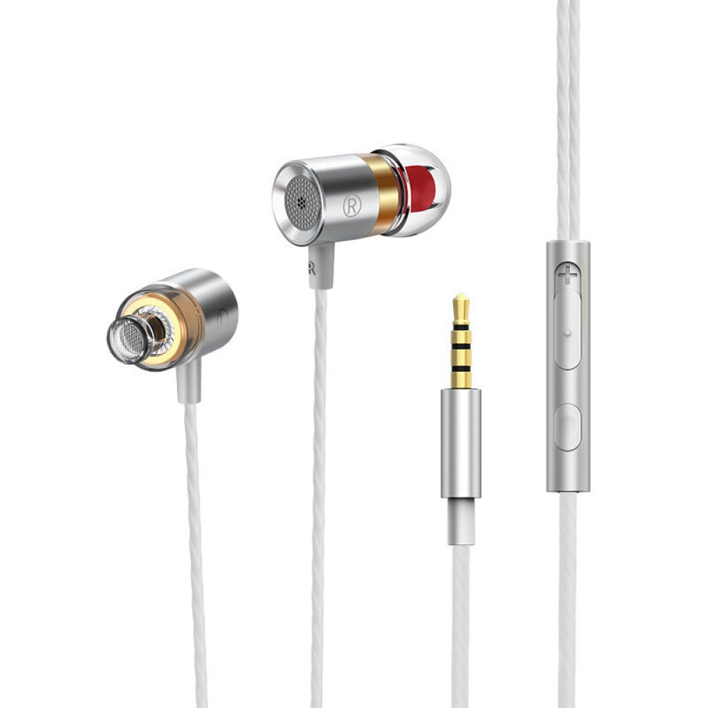 XK-038 3.5mm In-ear Earphone Metal Headset Hifi Earbuds Bass Earpieces Wire Control Stereo Earphones Headphone With Mic - White - Image 2