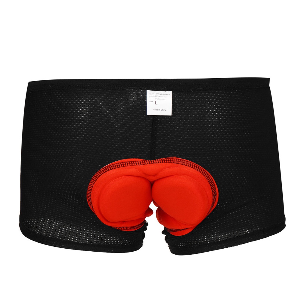 Men 3D Sponge Padded Cycling Bicycle Underwear Soft Breathable Sport Shorts - Orange L - Image 2