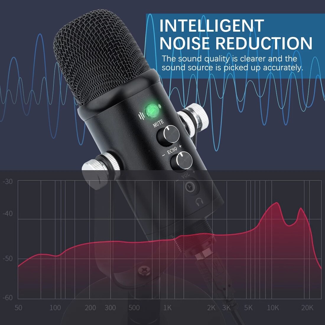 Bakeey BM898 Metal USB Mic Condenser Microphone Recording for Laptop Windows Cardioid Studio Recording Vocals Voice Over YouTube Tik Tok - Black - Image 2