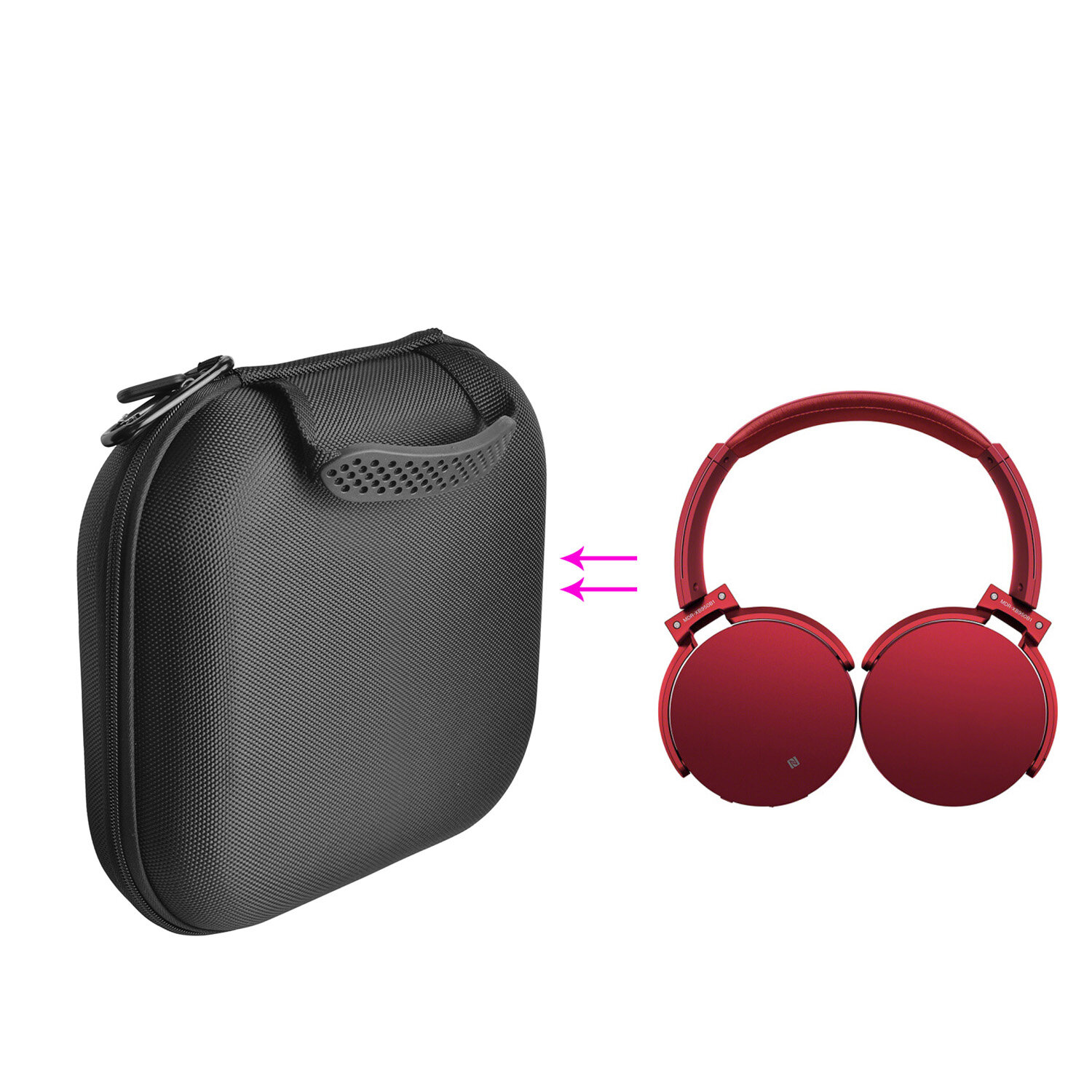Bakeey Earphone Storage Bag Portable Handbag Nylon Protective Carrying Case for Sony Headphones for Sony MDR-XB950B1 bluetooth Headset - Black - Image 2