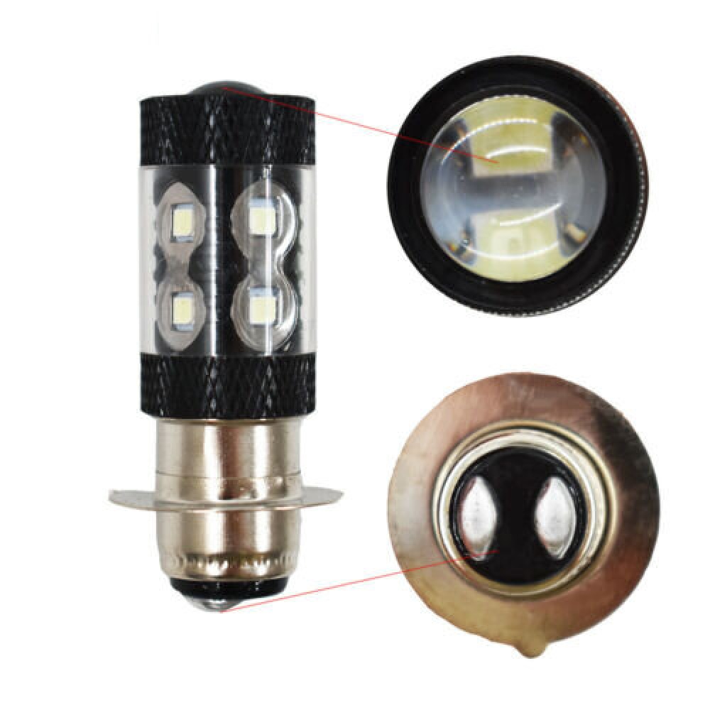 Pair 50W H6 6000K P15D 10SMD White Blue For Yamaha H6M High Light Lamp ATV Motorcycle Car RV Lights - White - Image 2