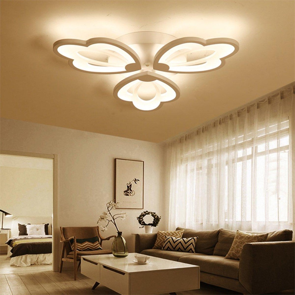 Leaf Acrylic LED Ceiling Light Pendant Lamp Hallway Bedroom Dimmable Fixture - 3 Heads Warm Light - Image 2