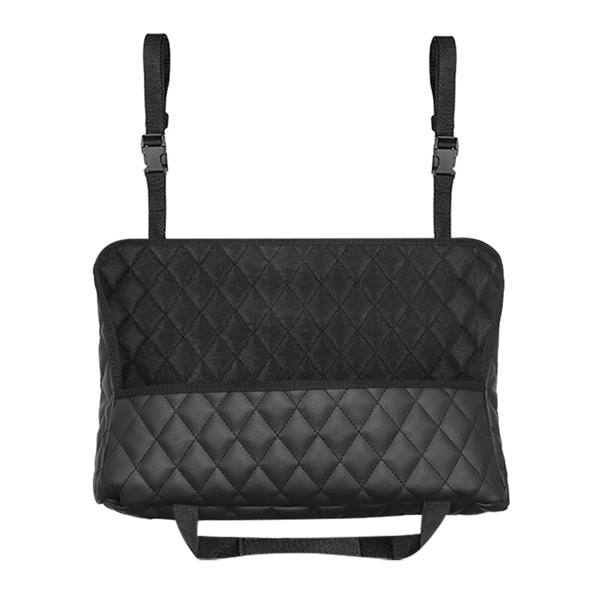 Car Seat Side Bag Storage Handbag Holding Pocket Holder Mesh Leather Organizer Seat - Black