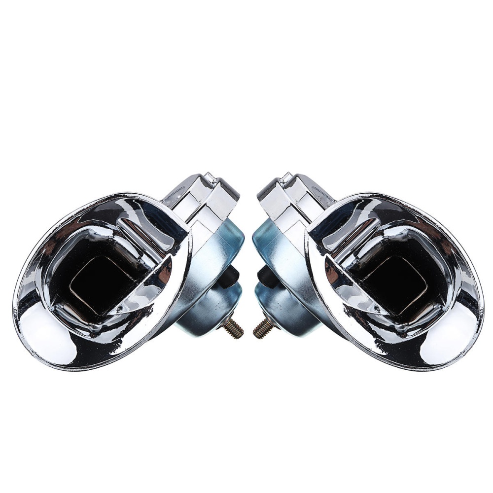 Pair 12V 110dB Chrome Dual Tone Air Snail Horn For Car Van Motorcycle Universal - Image 2