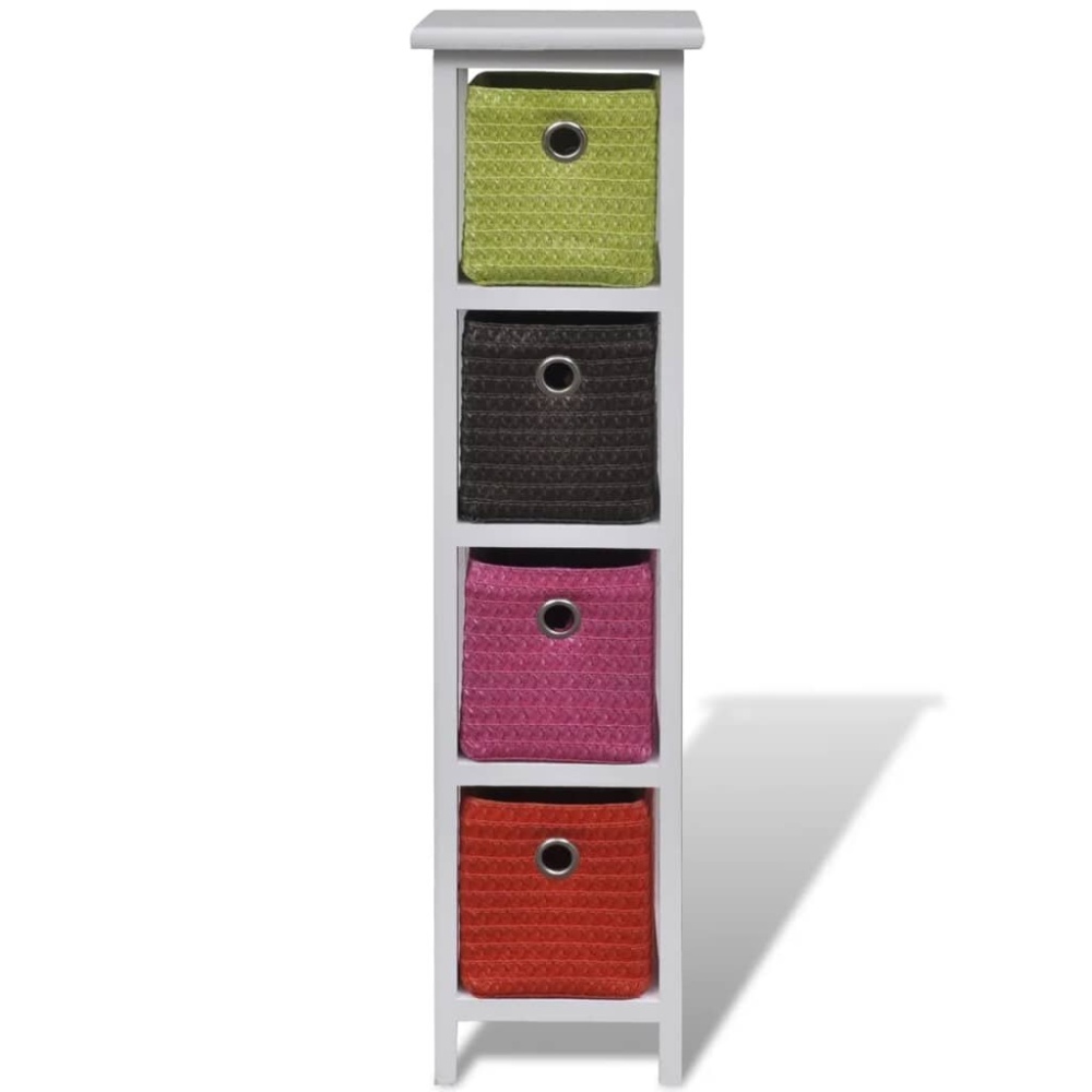 Storage cabinet with multi-colored baskets paulownia wood - Image 2