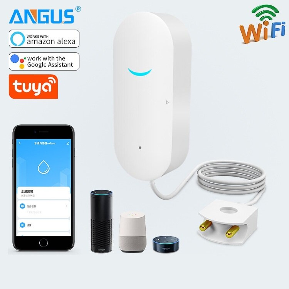 ANGUS SW100 Tuya Wifi alarme de fuite d'eau detecteur d'immersion dans l'eau alarme de maison intelligente systeme de securite de debordement