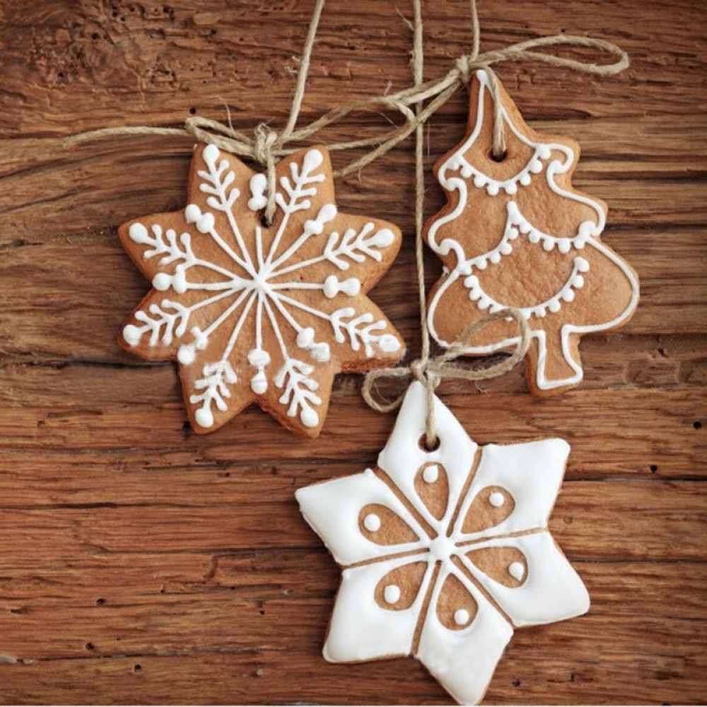 11Pcs Cartoon Animal Snowflake Biscuits Hanging  Tree Ornament Handmade Decorations - Image 2